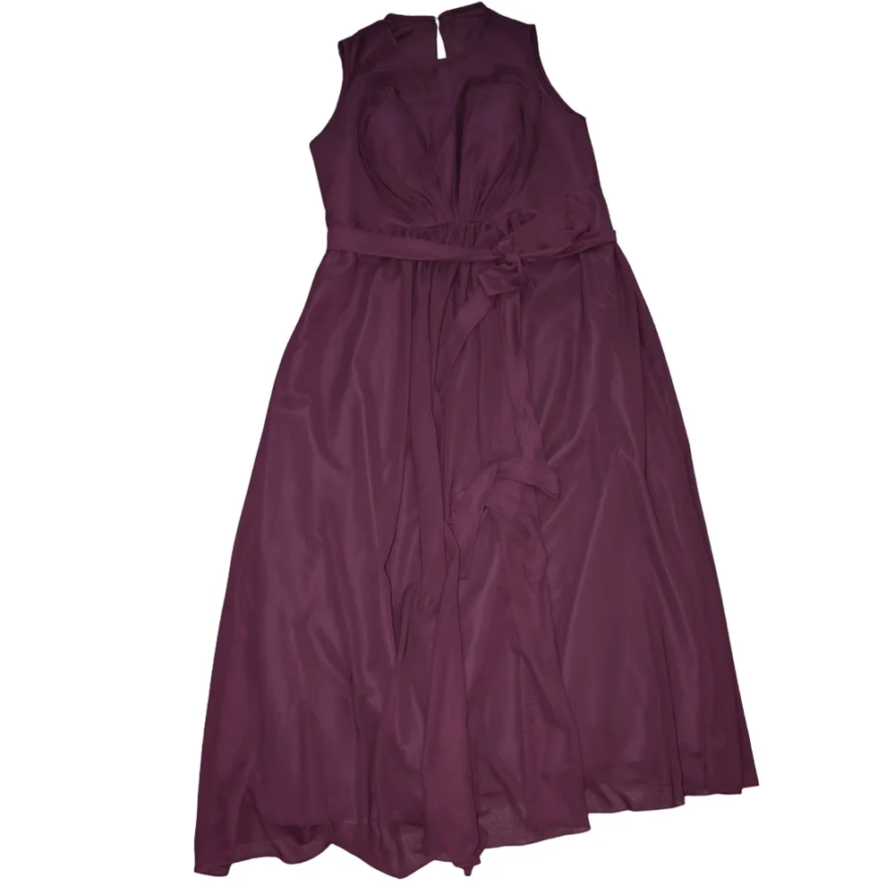 NWT Duntery Purple Chiffon Floor Length Bridesmaid Dress, Plus Size 24 - Picture 8 of 13